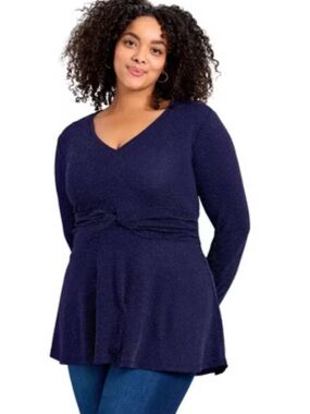 Avenue Navy Knit Top